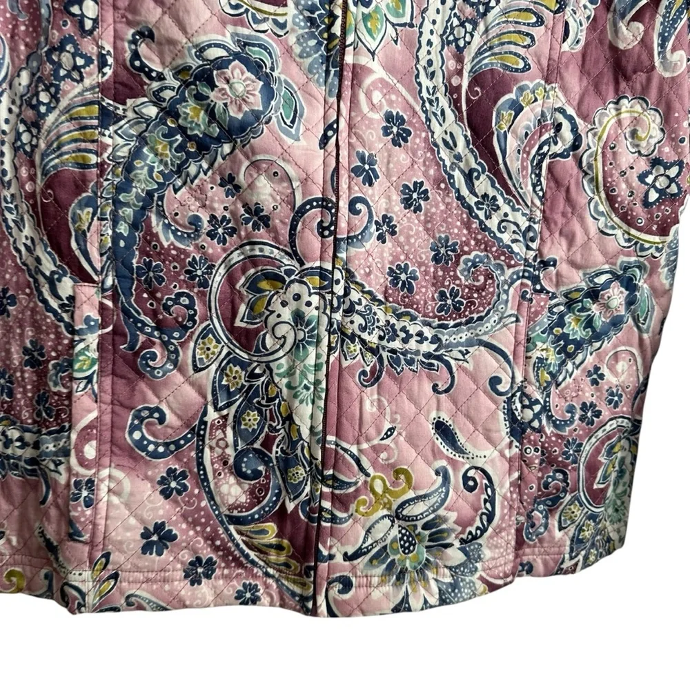 Alfred Dunner Purple Pink Paisley Quilted Zip Up Jacket Size 8 - Picture 3 of 5